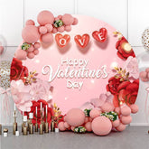 Lofaris Red And Pink Roses Round Valentines Party Backdrop