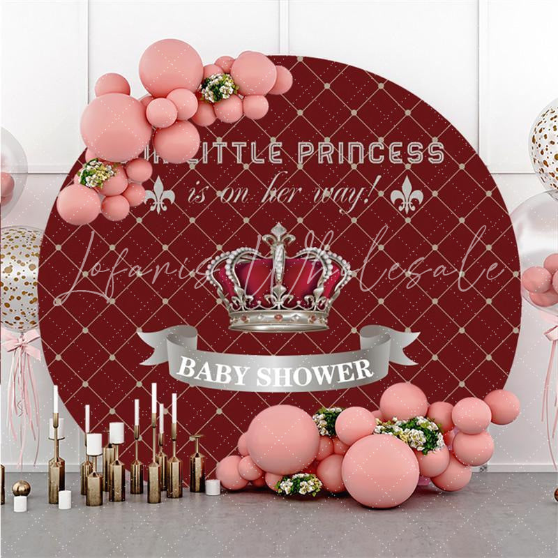 Lofaris Red And Silver Princess Baby Shower Circle Backdrop