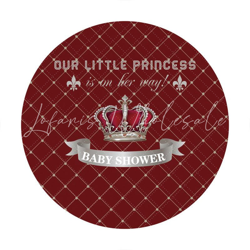 Lofaris Red And Silver Princess Baby Shower Circle Backdrop