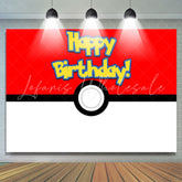 Lofaris Red And White Ball Game Cartoon Happy Birthday Backdrop