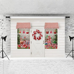 Lofaris Red And White Balloon Window Door Christmas Theme Backdrop