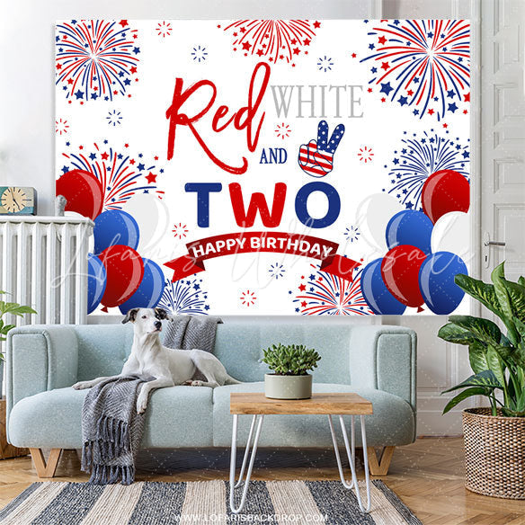 Lofaris Red And White Balloons Spark 2nd Birthday Backdrop