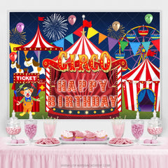 Lofaris Red And White Circo Happy Kids Birthday Party Backdrop