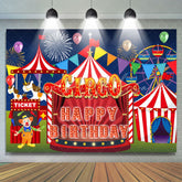 Lofaris Red And White Circo Happy Kids Birthday Party Backdrop