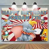 Lofaris Red And White Stripes Happy Elephant Birthday Backdrop