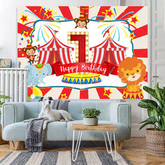 Lofaris Red Animals 1st Happy Birthday Party Backdrop For Boy