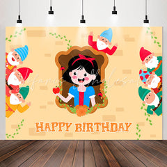 Lofaris Red Apple Princess Girls Happy Birthday Backdrop