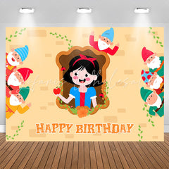 Lofaris Red Apple Princess Girls Happy Birthday Backdrop