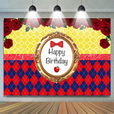 Lofaris Red Apple Roses Princess Happy Birthday Backdrop