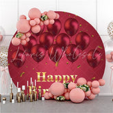 Lofaris Red Ballon Custom Circle Happy Birthday Party Backdrop