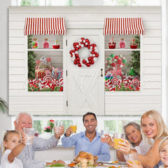 Lofaris Red Balloon Candy Window And Door Christmas Theme Backdrop