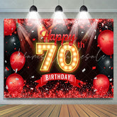 Lofaris Red Balloon Ribbon Glitter 70th Birthday Backdrop