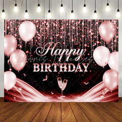 Lofaris Red Black Glitter Balloon Happy Birthday Backdrop