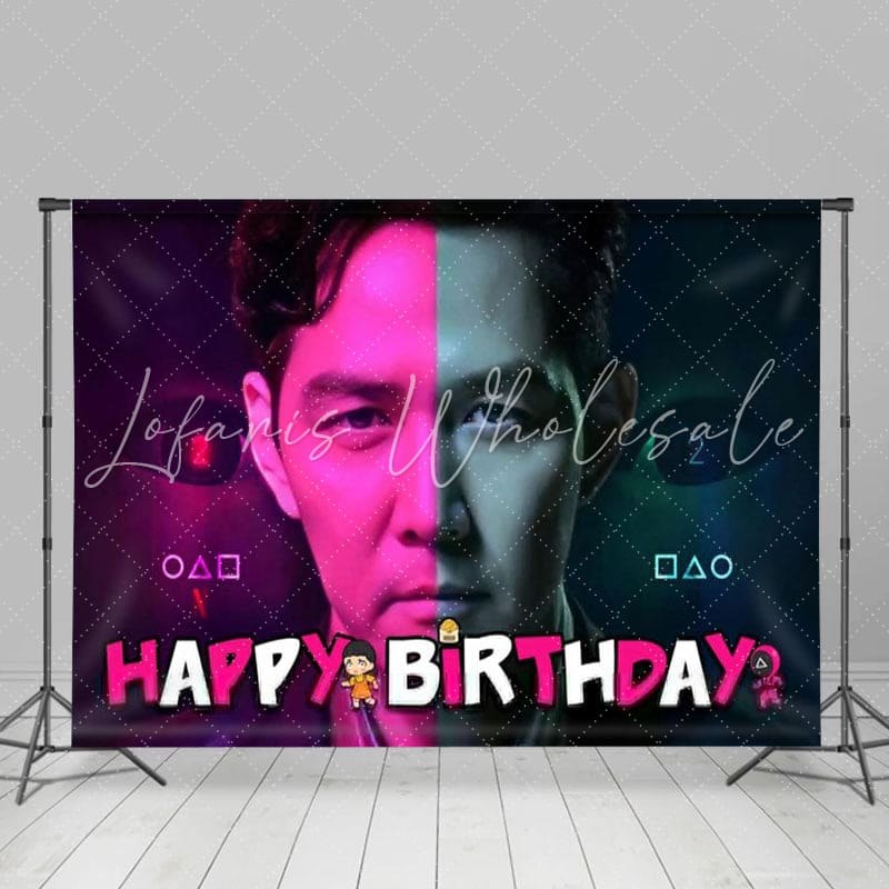 Red Black Survival Squid Game Birthday Party Backdrop
