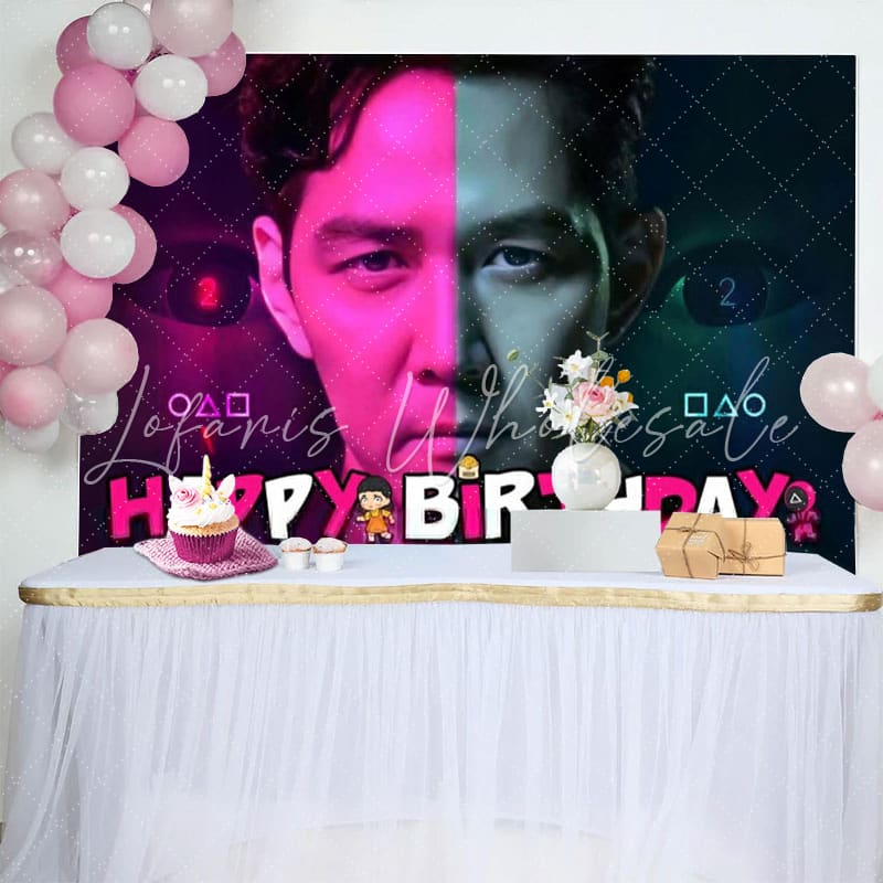 Red Black Survival Squid Game Birthday Party Backdrop