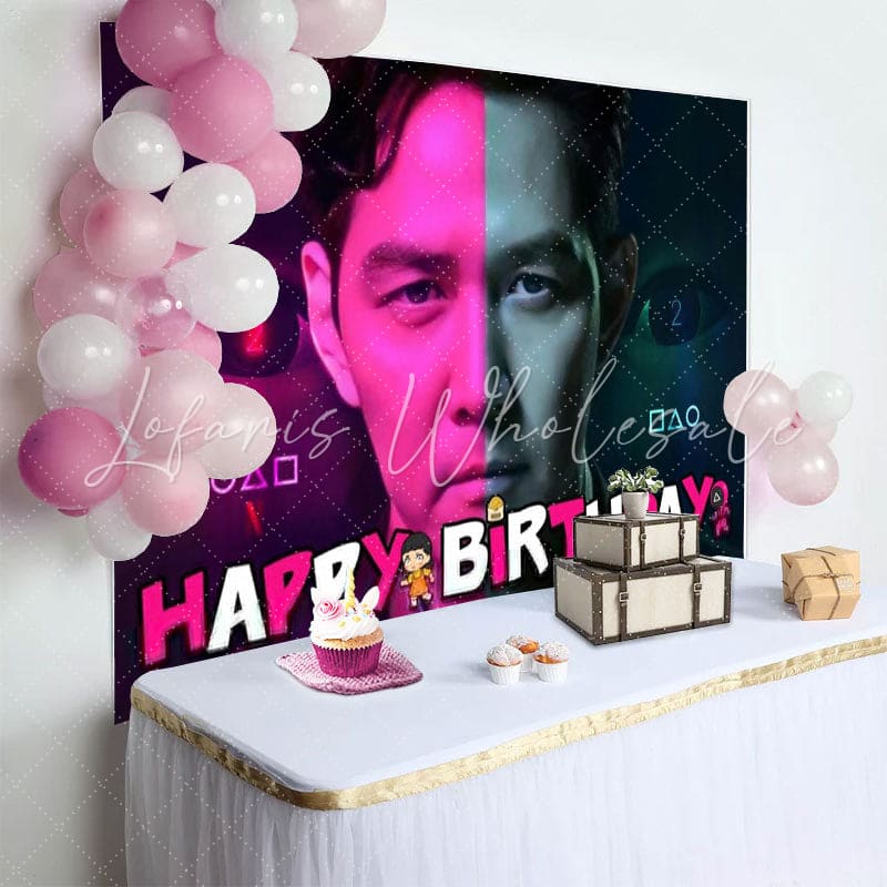 Red Black Survival Squid Game Birthday Party Backdrop