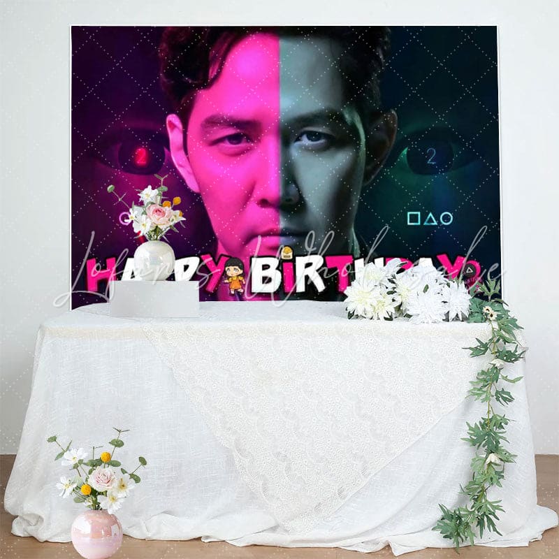 Red Black Survival Squid Game Birthday Party Backdrop