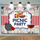 Lofaris Red Blue Flags And White Wood Picnic Birthday Backdrop