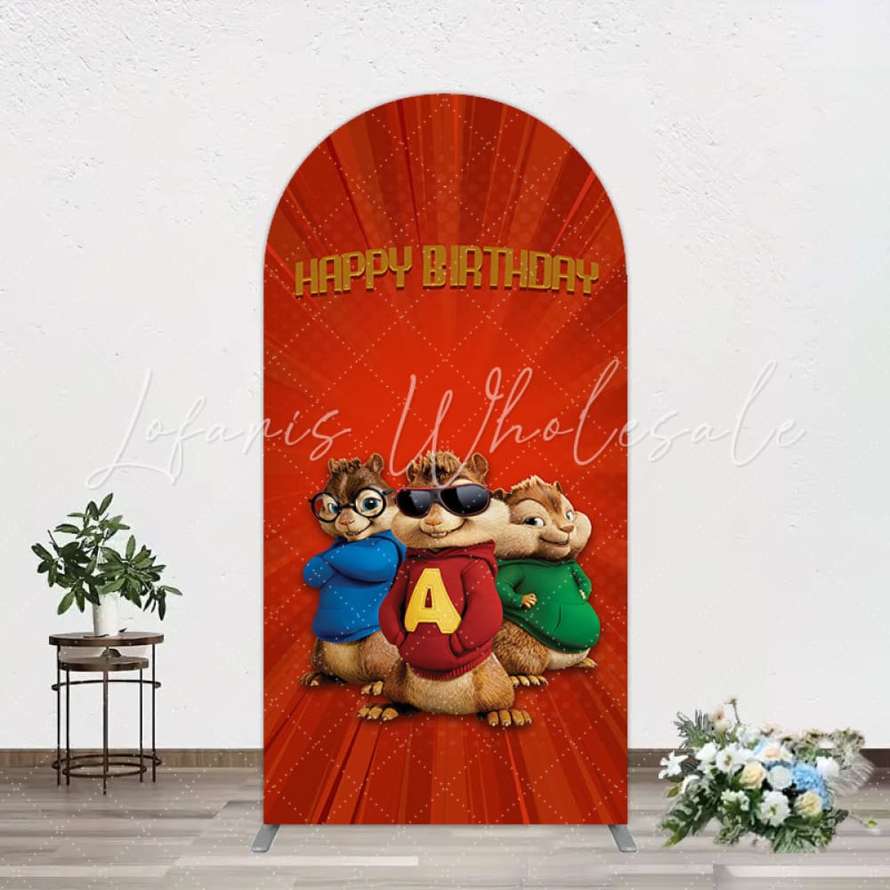 Red Blue Green Alvin And The Chipmunks Birthday Arch Backdrop