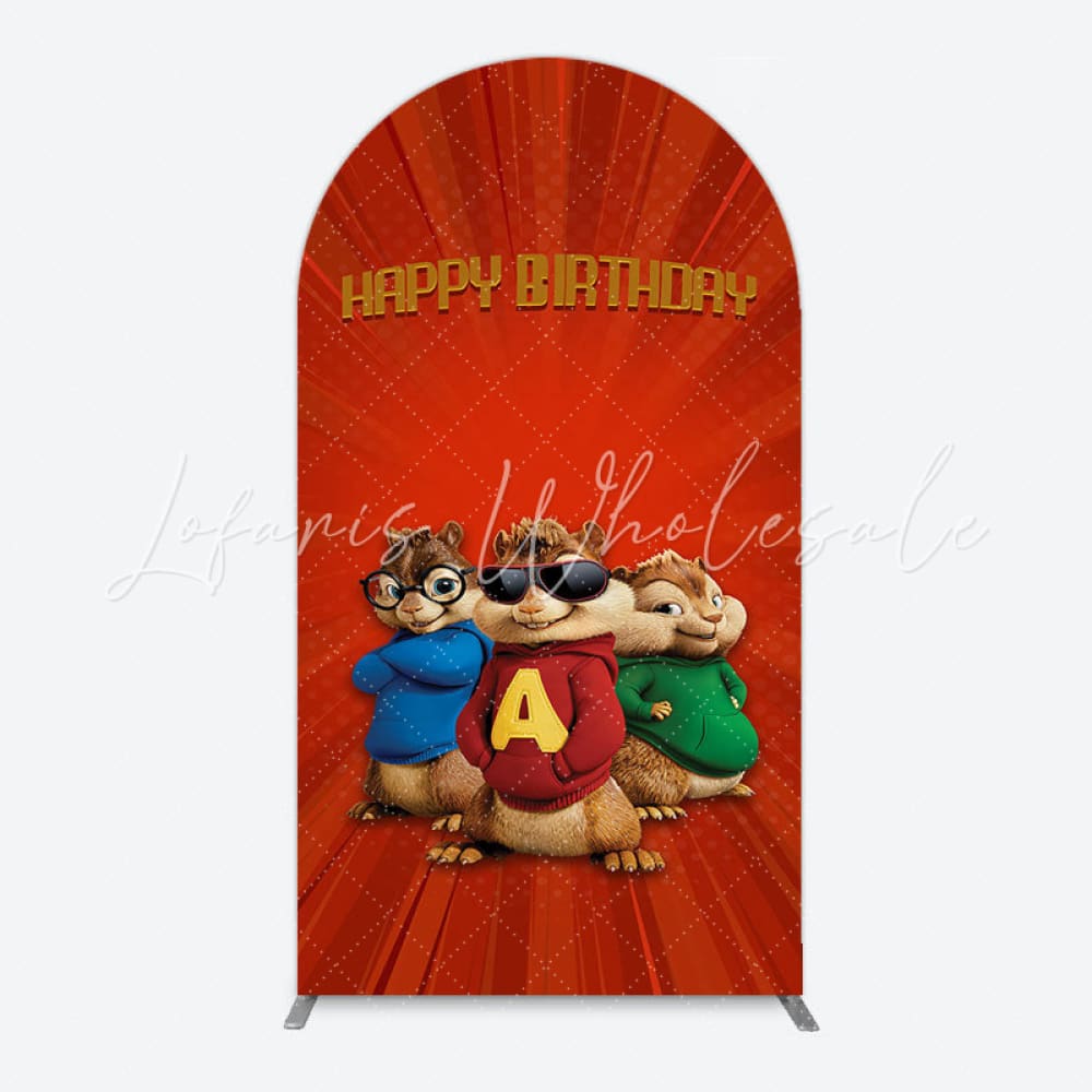 Red Blue Green Alvin And The Chipmunks Birthday Arch Backdrop