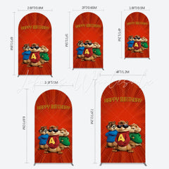 Red Blue Green Alvin And The Chipmunks Birthday Arch Backdrop