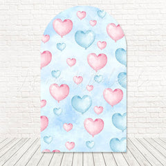 Red Blue Heart Gender Reveal Arch Backdrop For Baby News Day