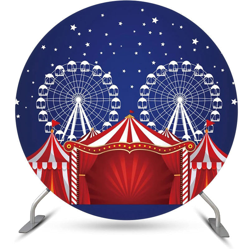 Lofaris Red Blue Night Star Circus Tent Round Party Backdrop