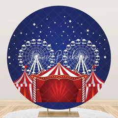 Lofaris Red Blue Night Star Circus Tent Round Party Backdrop