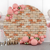 Lofaris Red Brown Retro Brick Wall Round Backdrop For Party