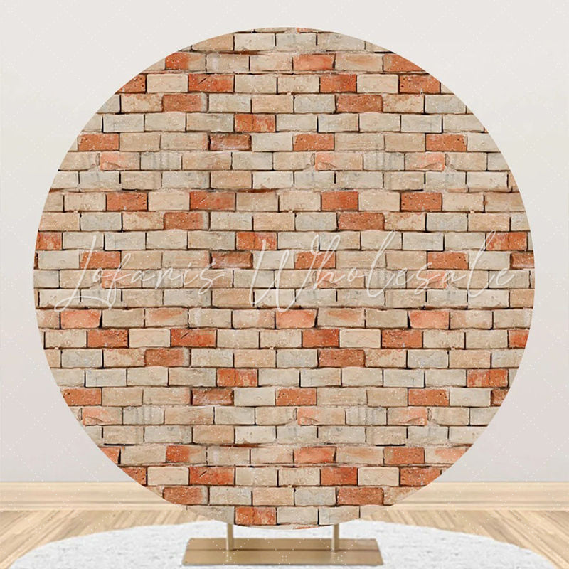 Lofaris Red Brown Retro Brick Wall Round Backdrop For Party