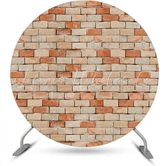 Lofaris Red Brown Retro Brick Wall Round Backdrop For Party
