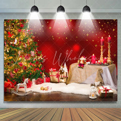 Lofaris Red Candles With Christmas Tree Happy Holiday Backdrop