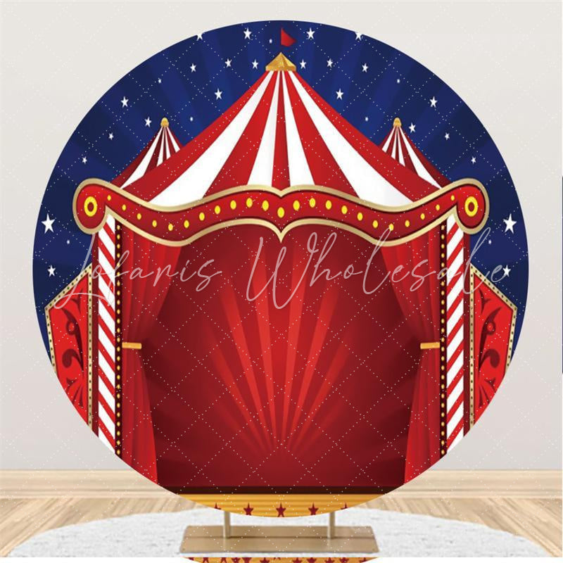 Lofaris Red Carpet Circus Stage With Blue Sky Circle Backdrop