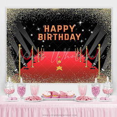 Lofaris Red Carpet Gold Glitter Movie Theme Birthday Backdrop