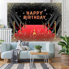 Lofaris Red Carpet Gold Glitter Movie Theme Birthday Backdrop