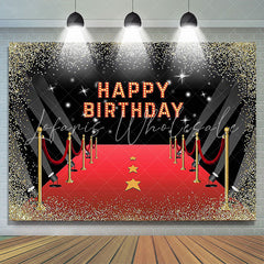 Lofaris Red Carpet Gold Glitter Movie Theme Birthday Backdrop