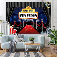 Lofaris Red Carpet Marquee Movie Night Happy Birthday Backdrop