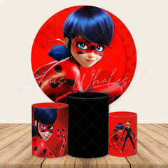 Lofaris Red Cartoon Woman Themed Round Backdrop Kit For Girl