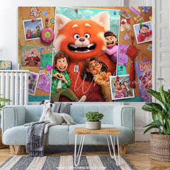 Lofaris Red Cat And Kids Happy Birthday Party Backdrop Banner