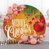 Lofaris Red Christmas Ball Round Brown Wood Backdrop