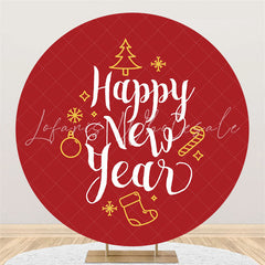 Lofaris Red Christmas Holiday Round Happy New Year Backdrop