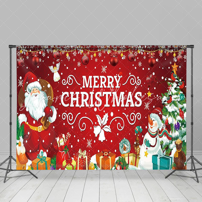 Lofaris Red Christmas Tree Santa Gifts Snowman Xmas Backdrop