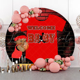 Lofaris Red Clothes Basketball Round Baby Shower Backdrop