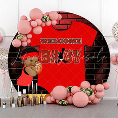 Lofaris Red Clothes Basketball Round Baby Shower Backdrop