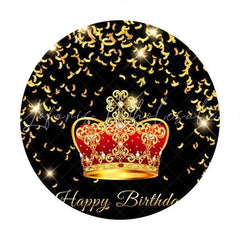 Lofaris Red Crown Circle Happy Birthday Backdrop For Women