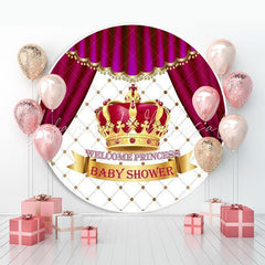 Lofaris Red Crown Curtain Welcome Princess Circle Baby Shower Backdrop