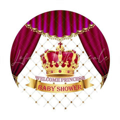 Lofaris Red Crown Welcome Princess Circle Baby Shower Backdrop