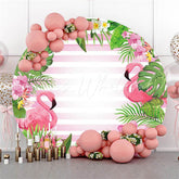 Lofaris Red-Crowned Crane Leaves Round Happy Birthday Backdrop