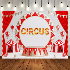 Lofaris Red Curtain Circus Light Sign Birthday Backdrop