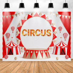 Lofaris Red Curtain Circus Light Sign Birthday Backdrop